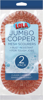 Copper Mesh Scouring Pad by LOLA, 2 Pack, 45 Grams, Copper Coated Knitted Wire by LolaProducts