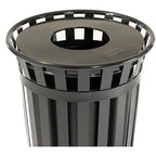 Global Industrial 36 Gallon Outdoor Slatted Steel Round Trash Can - Image 4