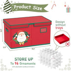 Christmas Ornament Storage Box Red Christmas Decoration Storage Containers 600D - Image 2