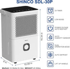 Shinco 30 Pints Dehumidifier for Home and Basements, 1500 Sq.Ft Dehumidifiers - Image 3