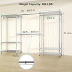 Ulif E1 Heavy Duty Closet Garment Rack, 6 Tiers Adjustable Metal Freestanding - Image 6