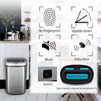 HCB Trash Can Automatic Waste Bin Mute Metal Garbage Can - Image 2