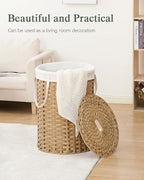 Laundry Basket with Lid Round Rattan Laundry Hamper with Lid and Handles 29.1 - Image 7