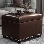 24'' Leather Storage Ottoman Rectangular Foot Rest Stool - Image 2