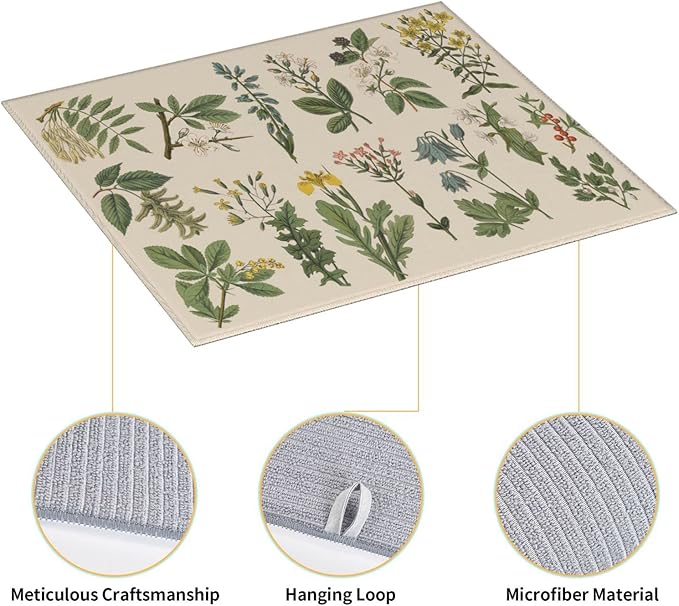 Vintage Color Plants Herbs Floral Microfiber Dish Drying Mat - Image 4
