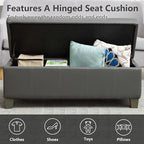 Grey Faux Leather Ottoman with Storage, Rectangular Extra Long Storage Bench - Image 6