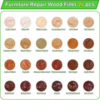 Wood Furniture Repair Kit, 24 Colors Wood Fillers, Scratch Repair Covers & - Image 3