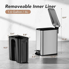 Small Trash Can with Lid Soft-Close, 6 L/1.6 Gal Bathroom Garbage Can with - Image 2