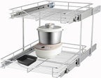 DINDON 2 Tier Pull Out Cabinet Organizer Heavy-Duty Metal Sliding Drawer Shelf by DINDON
