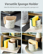 Kitchen Sink Sponge Holder, Dish Sponge Rack Ceramic Brush Holder Farmhouse - Image 5