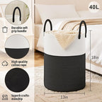 Laundry Basket, Woven Cotton Rope Laundry Hamper, 40L - Image 6