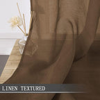 Tollpiz Sheer Curtains Linen Textured Living Room Curtain Sheers Light - Image 2