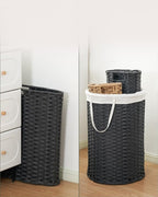 34.3 Gal Large Laundry Hamper Laundry Basket Round Handwoven Wicker Laundry - Image 6