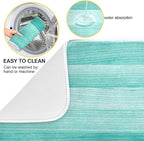 Teal Turquoise Green Wood Texture Dish Drying Mat 16x18 - Image 2