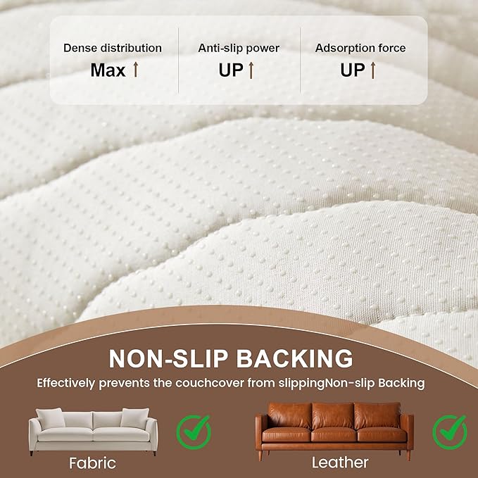 OTOB Sofa Covers for 3 Cushion Couch Washable, All Seasons Fuzzy Non Slip Kids - Image 8