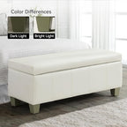 41" Faux Leather Storage Ottoman, Stitch Tufted Rectangle Upholstered End of - Image 8