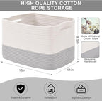 Storage Baskets for Organizing Shelves, Woven Cotton Rope Bins for Baby Nursery - Image 3