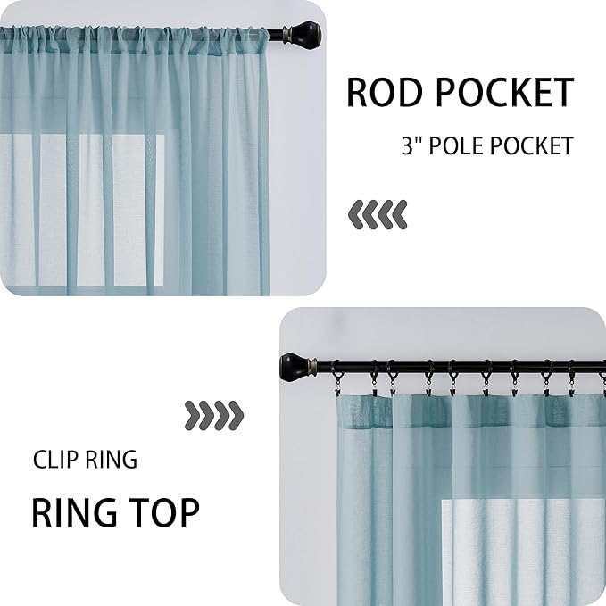 Tollpiz Sheer Door Curtains Closet Linen Textured Curtains Sheer Doorway Light - Image 5