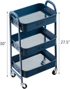 AGTEK Makeup Cart, Movable Rolling Organizer Cart, 3 Tier Metal Utility Cart - Image 3