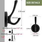 Matte Black Wall Hooks, 4 Pack Heavy Duty Coat Towel Hook Metal Double Backpack - Image 6