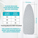 Wide Ironing Board Cover with Padding 18 x 49 inch Heat Reflective with Hook - Image 7