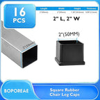 16 Pcs 2" x 2" Square Rubber Chair Leg Caps, PVC Table Leg Covers, Flexible & - Image 2