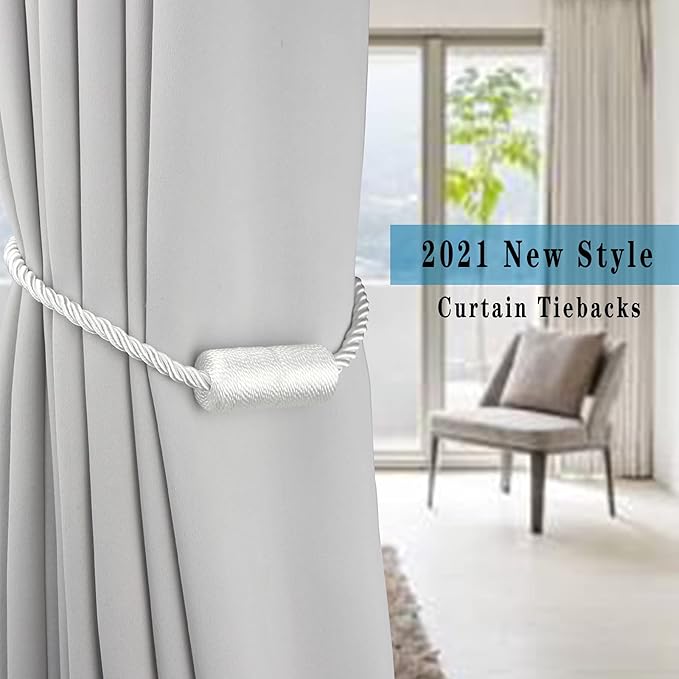 6 Pack White Strong Magnetic Curtain Tiebacks Outdoor Elegant Decorative Tie - Image 6