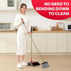 JOYMOOP Black and Red Broom and Dustpan Set, Upright Angle Design - Image 2