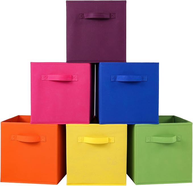 Stero Fabric Storage Bins 6 Pack Fun Colored Durable Storage Cubes by Stero
