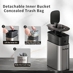 MRBIN Stainless Steel Motion Sensor Bathroom Trash Can, 10L / 2.6gal Slim Smart - Image 5