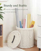 Laundry Hamper with Lid Wicker Laundry Hamper Round 26.5 Gal Laundry Basket - Image 6