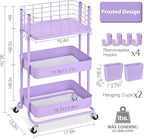 KINGRACK 3 Tier Rolling Cart, Metal Mobile Storage Shelf - Image 2