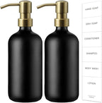 GMISUN Gold Soap Dispenser, 2 Pack Matte Black Glass Bathroom Hand Soap by GMISUN
