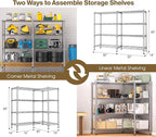 Himimi 4-Tier Heavy Duty Metal Storage Rack, 1200LBS Adjustable Wire Shelving - Image 5