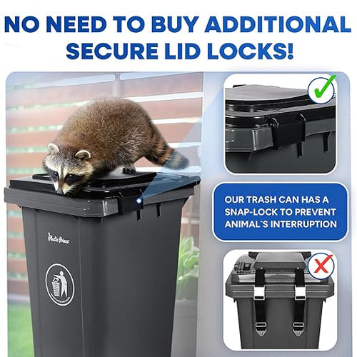 32 Gallon Trash Can with Wheels Outdoor Garbage Can with Lid and Wheels Locking - Image 2