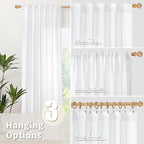 YoungsTex Short White Linen Curtains 45 Inch Length 2 Panels - Image 6