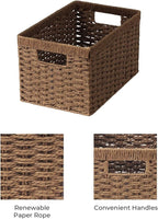 StorageWorks Round Paper Rope Storage Baskets, Rectangular Wicker Baskets - Image 3