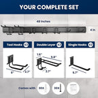 48'' All-Metal Garage Tool Organizer Wall Mount – Heavy-Duty Tool Rack Holds - Image 5