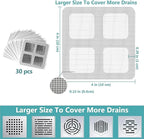 30pcs Disposable Shower Drain Hair Catcher Screen Sticker 4" X 4" Square Floor - Image 2