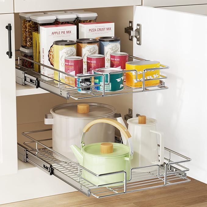 LOVMOR Pull Out Cabinet Organizer 20"W x 21"D, Kitchen Cabinet Pull Out Shelves - Image 5