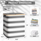 BALEINE Laundry Hamper with Lid, Tall Laundry Baskets with Bamboo Pull Handles - Image 4
