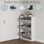 Shoe Cabinet with 3 Flip Drawers, Hidden Wood Shoe Cabinet, Freestanding Shoe - Image 4