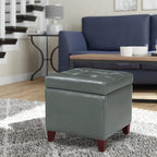Adeco Bonded Leather Square Tufted Cubic Cube Footstool, - Image 8