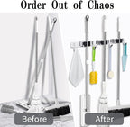 3 Racks and 4 Hooks Broom and Mop Holder Wall Mounted Garage Organizer Storage - Image 6