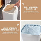 WanWanKa Mini White Plastic Trash Can, 2.6 Gallon Capacity, Slim Design - Image 4