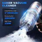 Saker Car Vacuum Portable Cordless 20000Pa Suction Power 4 in 1 Handheld - Image 2