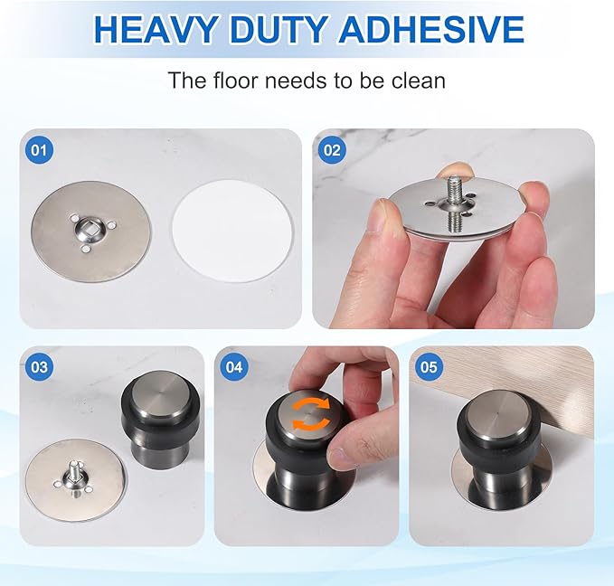 PATIKIL 3Set Round Door Stoppers, 46mm Stainless Steel Door Stop Doorstop Wedge - Image 5