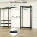 Ulif E1 Heavy Duty Closet Garment Rack, 6 Tiers Adjustable Metal Freestanding - Image 6