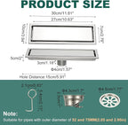 uxcell Rectangular Shower Drain, Brushed 304 Stainless Steel Odor-Proof Floor - Image 2