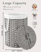 Laundry Hamper with Lid Laundry Basket with Lid 19.0 Gal Round Laundry Basket - Image 4